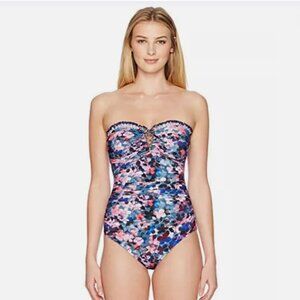 Profile by Gottex Romeo & Juliette Floral Ruched Ruffle 1 PC Size 10 Swimsuit